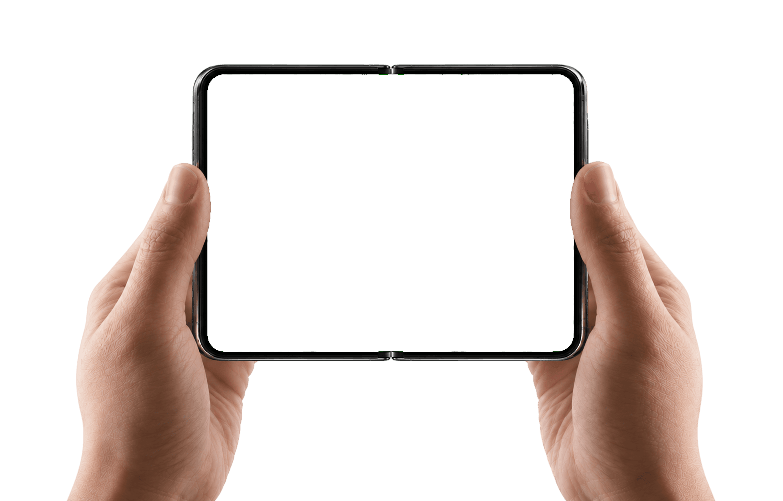 Hands holding NSM HR Foldable Device in Landscape